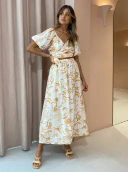 Steele Jules Skirt and Murphy Top in Sand Palmette Print Size M/AU 10 for rent on The Volte - image 2