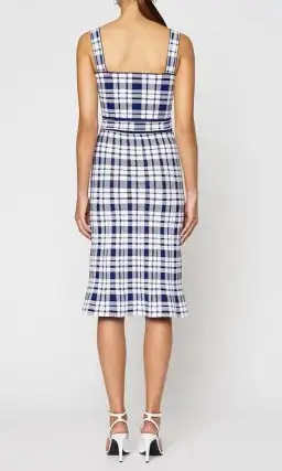 Scanlan Theodore Crepe Knit Check Dress Blue Print Size XS / Au 6 for rent on The Volte - image 2