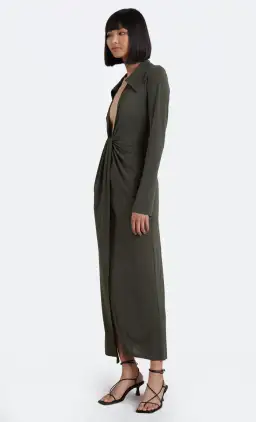 Bec & Bridge Evoke Long Sleeve Maxi Dress Khaki Green Size 6 / XS for rent on The Volte - image 2