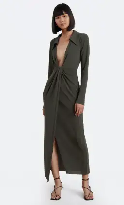 Bec & Bridge Evoke Long Sleeve Maxi Dress Khaki Green Size 6 / XS for rent on The Volte - image 1