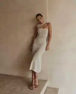 Dissh Adalyn Asym Midi Dress Stone Size 10 / M for rent on The Volte - image 3