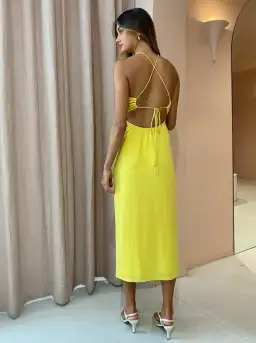 Suboo Asha Splice Slip Dress in Lemon Yellow Size XS/ AU 6 for rent on The Volte - image 4