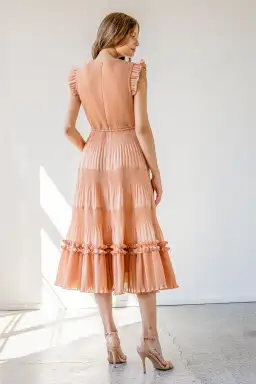 Zimmermann Pleated Midi Dress in Lipstick Size 2 / Au 12 for rent on The Volte - image 3