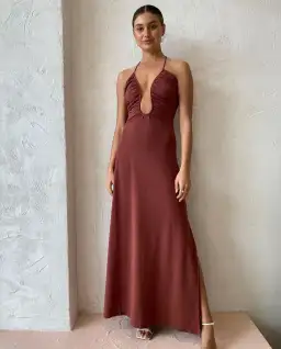 Sonya Moda Knitted Keyhole Dress in Spice Brown Size  6 for rent on The Volte - image 1