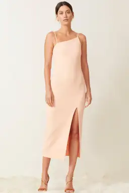Bec & Bridge Ruby Asym Midi Dress Peach Size 10