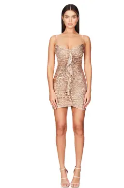 Nookie Galaxy Mini Dress in Gold Size 10 / M for rent on The Volte - image 1