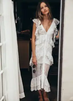 Alice McCall Melody Midi Dress White Size 8