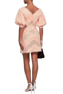 Zimmermann Painted Heart Chevron Mini Dress Pink Size 3 for rent on The Volte - image 2
