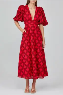 Acler Hamilton Midi Dress Red Size 10  for rent on The Volte - image 1