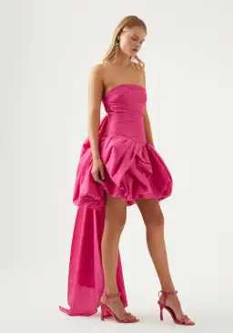 Aje  Piacere Bubble Hem Mini Dress Fuchsia Size 10 / M for rent on The Volte - image 2