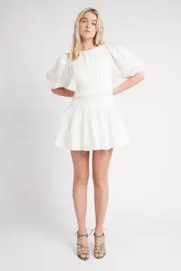 Aje Tidal Tucked Mini Dress White Size 8 / S for rent on The Volte - image 1