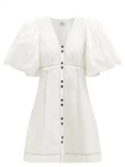 Aje Cherished Puff Sleeve Linen Mini Dress White Size 12 / L for rent on The Volte - image 4