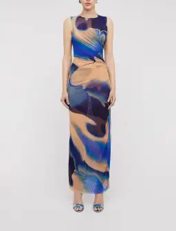 Scanlan Theodore Italian Watercolour Print Dress Blue Size 10  for rent on The Volte - image 1