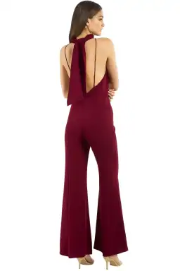 Nicholas Crepe Sleeveless Jumpsuit Burgundy Size 10
