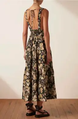 Shona Joy Palermo Linen Plunge Back Midi Dress Palermo Size 14 for rent on The Volte - image 3