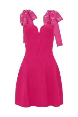 Aje Amber Knit Tie Shoulder Mini Dress in Fuchsia Size 8 / S for rent on The Volte - image 5