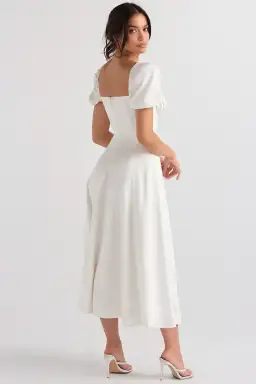 House of CB Tallulah Puff Sleeve Midi Sundress White Size 10 for rent on The Volte - image 3