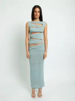 Christopher Esber Slashed Knit Dress Ice Blue Size XXS/AU 4 for rent on The Volte - image 1