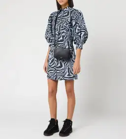 Ganni Cotton Poplin Zebra Shirt Dress Forever Blue Size 10 for rent on The Volte - image 1