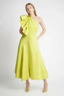 Aje Bonjour Asymmetric Midi Dress Lime Green Size 8  for rent on The Volte - image 1