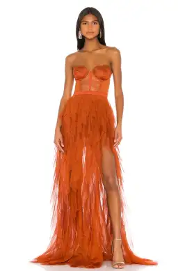 For Love & Lemons Bustier Gown Orange Size 6 for rent on The Volte - image 1