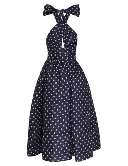 Zimmermann High Tide Halter Dress Navy/Cream Dot Size 1 / Au 10 for rent on The Volte - image 3