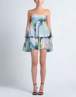 Leo Lin Daphne Strapless Bubble Dress Willow Print Size 10 for rent on The Volte - image 1