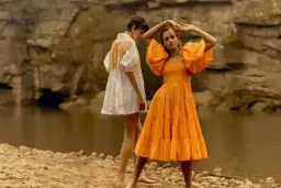 Aje Midi Cherished Dress Orange Size 8 / S for rent on The Volte - image 4