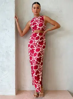 Sir the Label Cinta Cut Out Midi Dress Valentina Floral Print Size 6