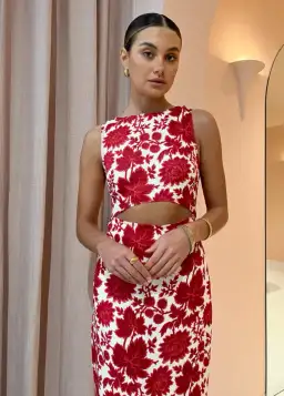 Sir the Label Cinta Cut Out Midi Dress Valentina Floral Print Size 3 / AU 12 for rent on The Volte - image 3