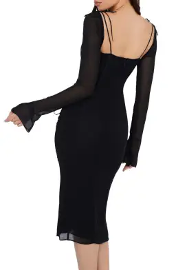 House of CB Ophelia Black Cutout Midi Dress Black Size 10 for rent on The Volte - image 2