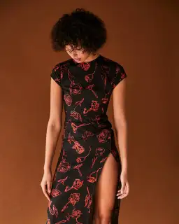 Amlul Roses Dress Black  Size 8 for rent on The Volte - image 1