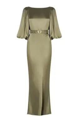 Shona Joy La Lune Balloon Sleeve Midi Dress With Belt in Moss Size 6 / XS for rent on The Volte - image 5