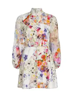Zimmermann Prima Belted Mini Dress Patchwork Floral Size 0 / Au 8 for rent on The Volte - image 4