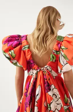 Aje Gretta Bow Back Mini Dress in Vivid Camellia Print Size 12 for rent on The Volte - image 3