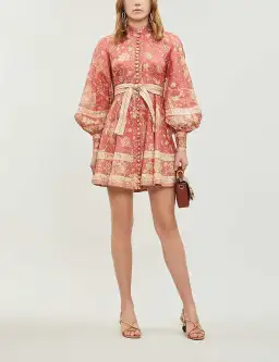 Zimmermann Veneto Border Short Dress in Red Paisley Size 1 / Au 10