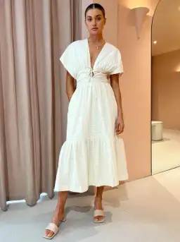 Sovere Lucid Midi Dress in Porcelain Size 10 / M