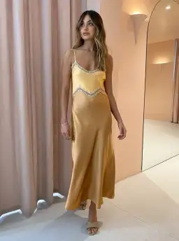 Ginia Hope MIdi Dress Nectarine/Sandstone Size 8 / XS for rent on The Volte - image 1