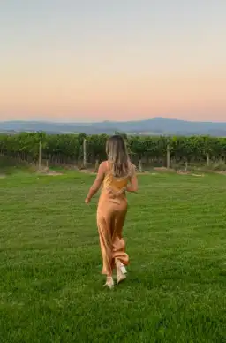 Ginia Hope MIdi Dress Nectarine/Sandstone Size 8 / XS for rent on The Volte - image 8