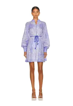 Zimmerman Violet Button Up Mini Dress in Cornflower Bandana Print Size 1 / Au 10