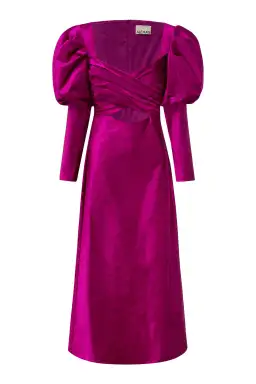 Alamais Rosario Puff Sleeve Midi Dress Fushia Size 10  for rent on The Volte - image 4
