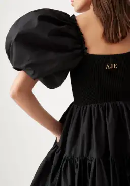 Aje Casa Puff Mini Dress Black Size 8 for rent on The Volte - image 3