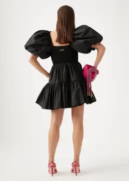 Aje Casa Puff Mini Dress Black Size 8 for rent on The Volte - image 4