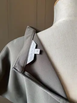 Veronika Maine Drapey Weave Drape Neck Midi Dress Khaki Size 14 for rent on The Volte - image 5