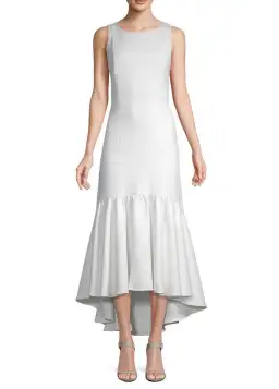 White Story Amani Frill Hem Dress in White Size 10  for rent on The Volte - image 1