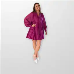 Aje Romance Smock Mini Dress Fuchsia Size 14 / XL for rent on The Volte - image 4