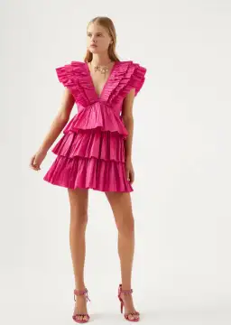 Aje Rhythmic Frilled Mini Dress Pink Size 6 / XS for rent on The Volte - image 1