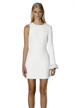 By Johnny One Sleeve Pearl Mini Dress White Size 6 for rent on The Volte - image 2