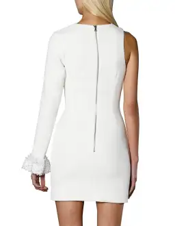 By Johnny One Sleeve Pearl Mini Dress White Size 6 for rent on The Volte - image 1