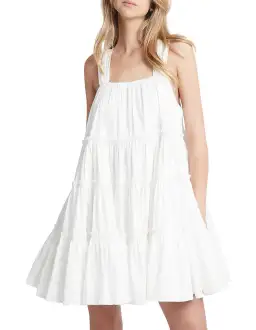 Aje Solstice Tiered Mini Dress Ivory Size 12 for rent on The Volte - image 1